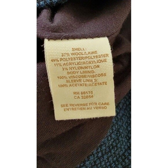 Free People Blue/Gray Herringbone Tweed Puff Sleeve Jacket  Size 8 - Picture 6 of 7